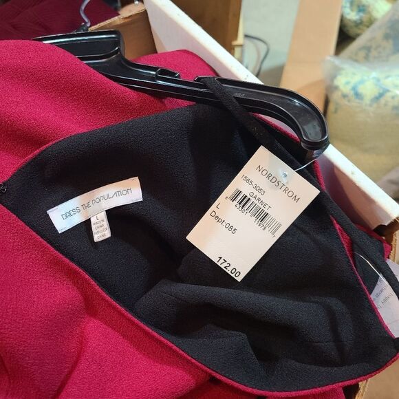 Dress the Population Red Emma Spaghetti Strap Body-Con Dress Size Large - Picture 4 of 5